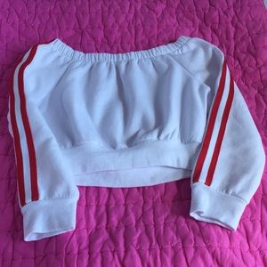 Garage Tops - White and red of the shoulder crop top Garage Tops - White and red of the shoulder crop top